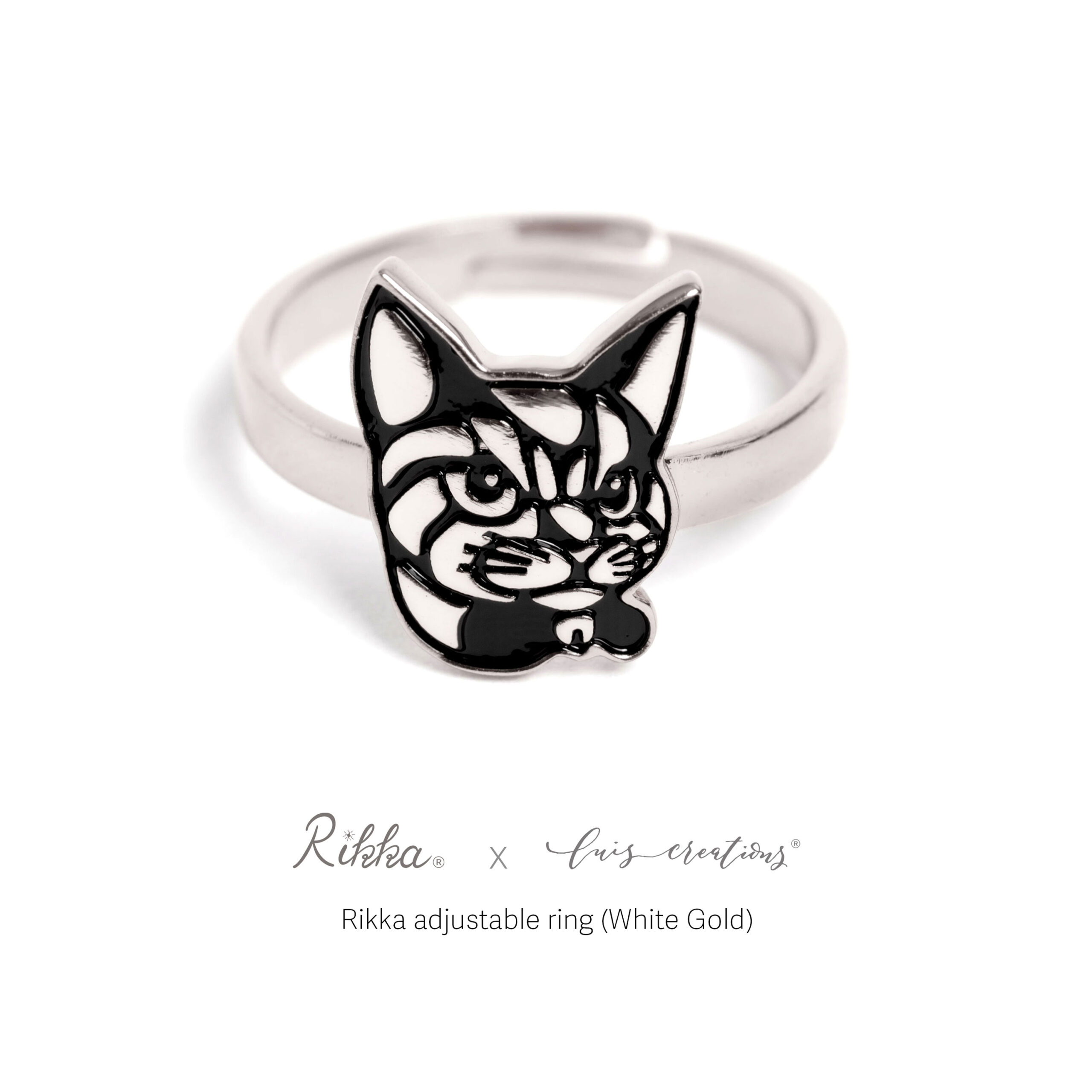 Rikka Adjustable Ring Logo (White Gold)